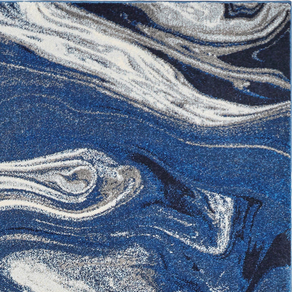 3' x 5' Blue Abstract Waves Area Rug