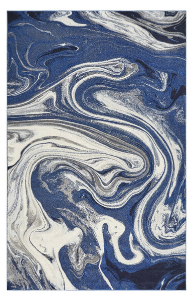 3' x 5' Blue Abstract Waves Area Rug