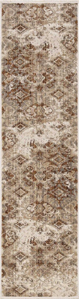 8' Sand Ivory Machine Woven Vintage Traditional Runner Rug