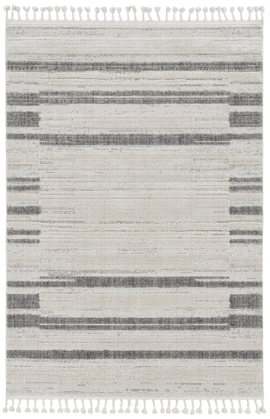 3' x 5' Ivory Grey Gradient Area Rug with Fringe