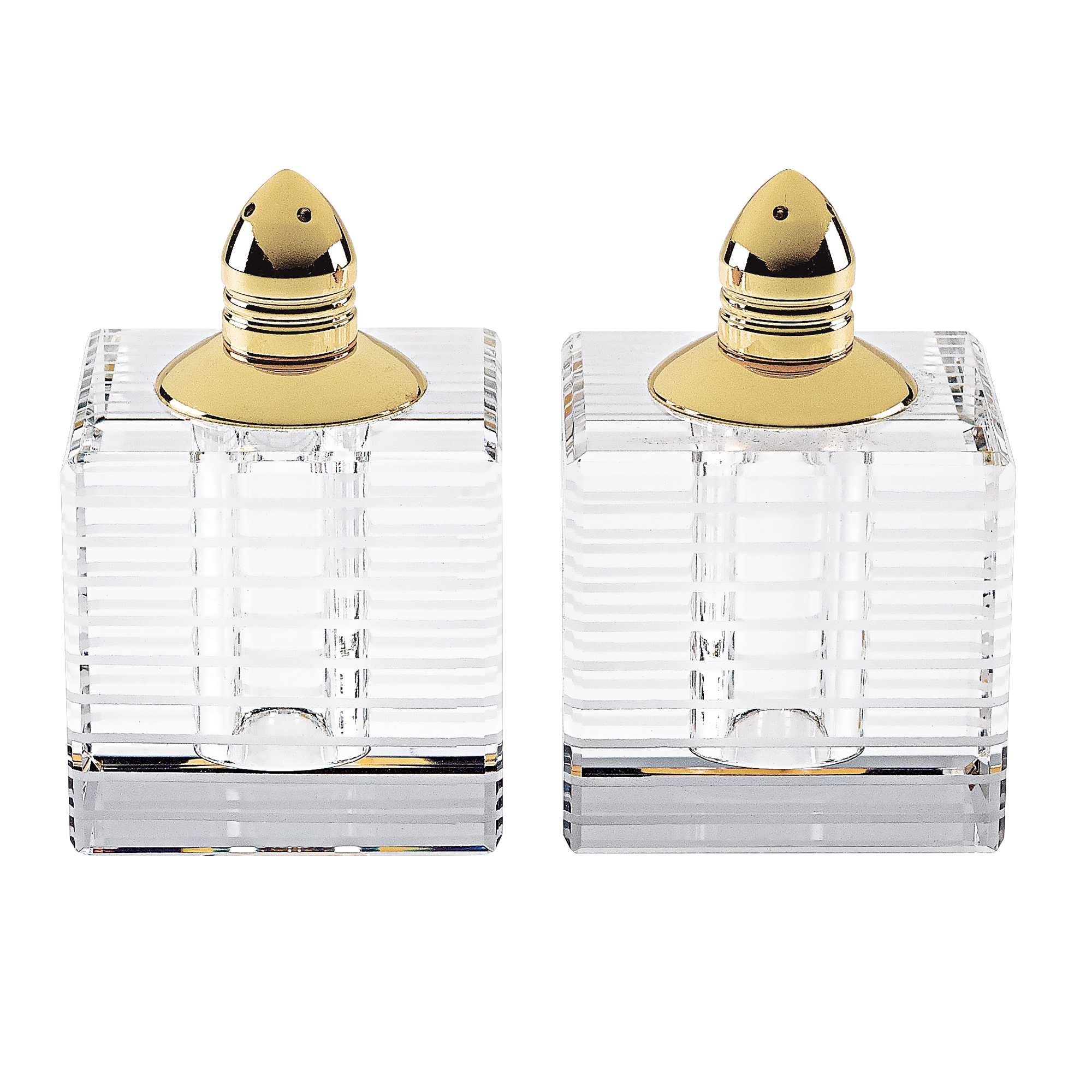 Hand Made Crystal Gold Pair of Salt and Pepper Shakers