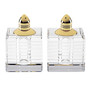 Hand Made Crystal Gold Pair of Salt and Pepper Shakers