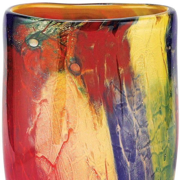 11 MultiColor Art Glass Oval Vase