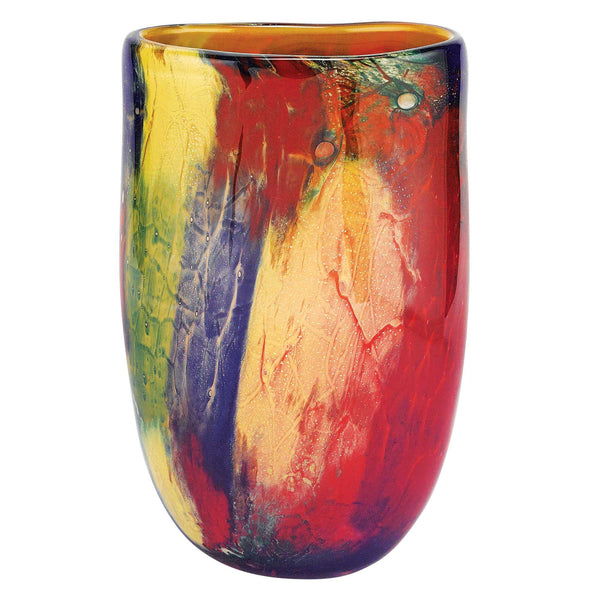 11 MultiColor Art Glass Oval Vase