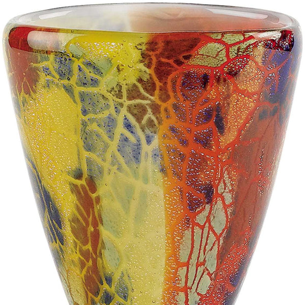 8 MultiColor Art Glass Oval Vase