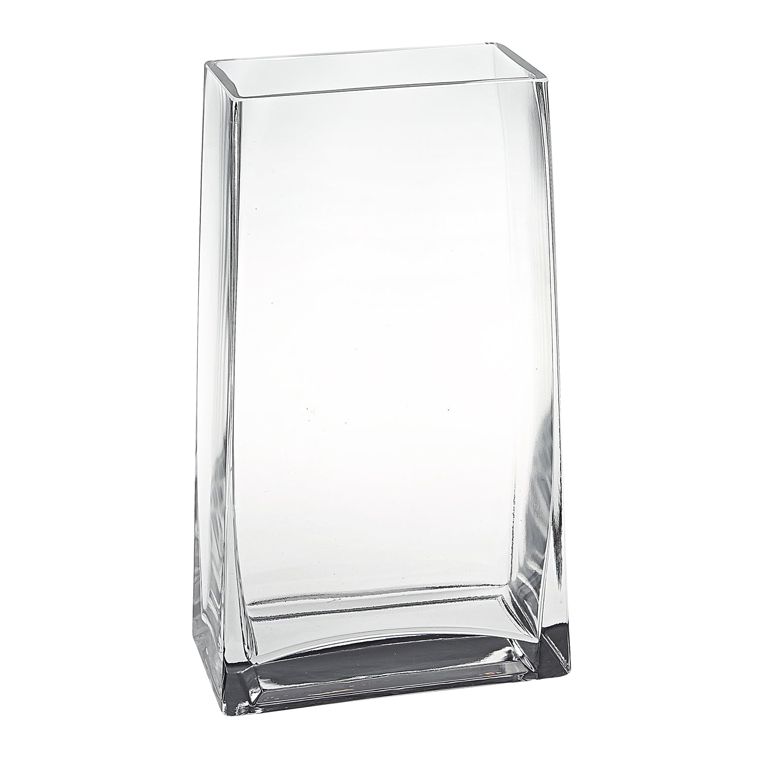 7" Clear Glass Rectangle Handmade Vase