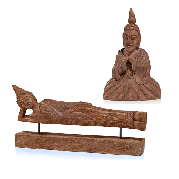 Wooden Seated Buddha Sculpture