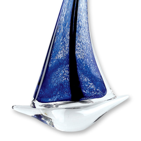 9" Blue Art Glass Sailboat