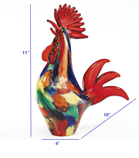 11" MultiColor Artistic Glass Rooster