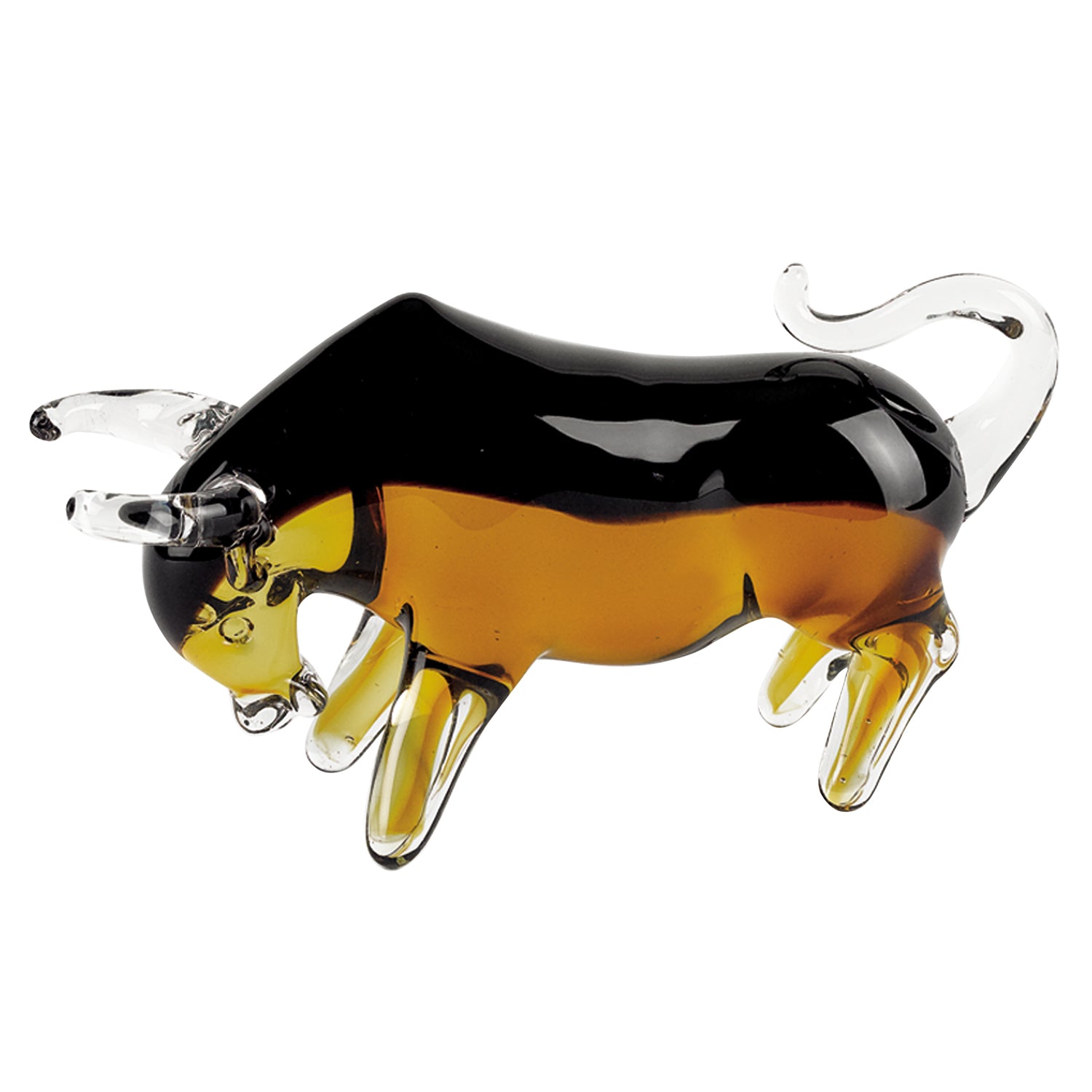 4" Amber Glass Art Bull