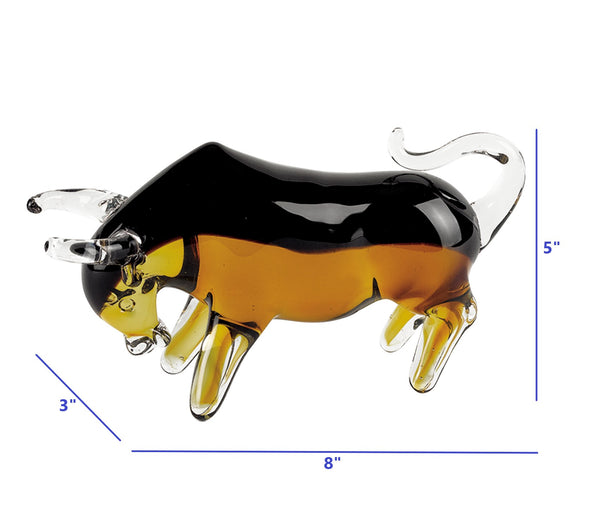 4" Amber Glass Art Bull