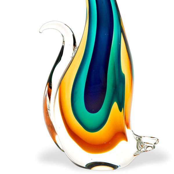 12" Mouth Blown MultiColor Feline Art Glass