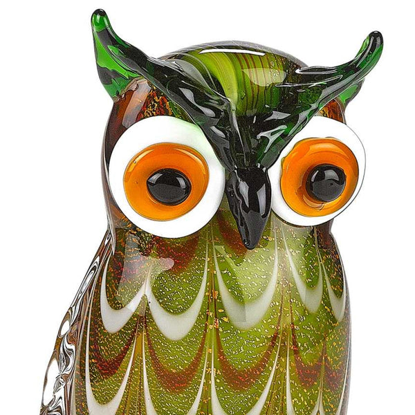 8" Mouth Blown Owl Art Glass