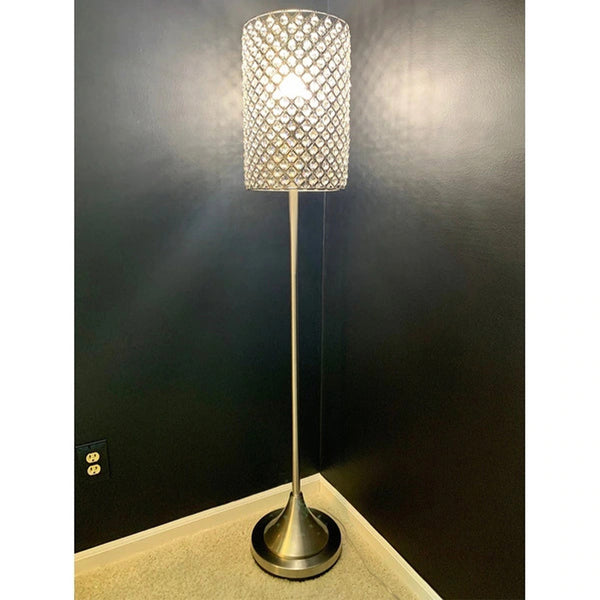 62" Drum Shade Crystal Bead Metal Floor Lamp