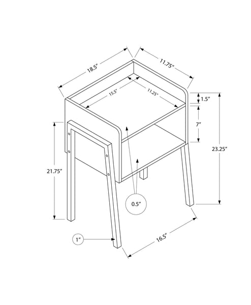 23" Rectangular Espresso Accent Table with Black Metal Legs