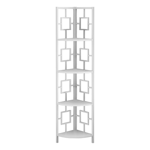 62" Bookcase WhiteandWhite Metal Corner Etagere with 4 shelves