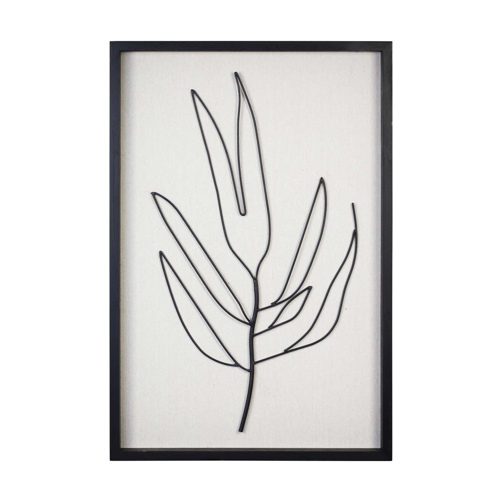 Hand-Painted Leaf Wall Art with Matte Black Finish