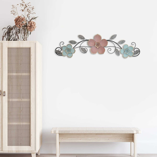 Flower Metal Wall Decor with Metallic Gold Edge Finish