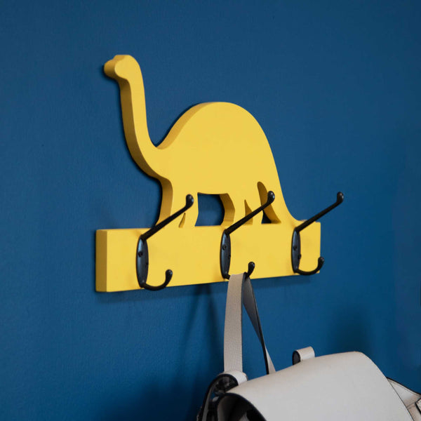 Yellow Dinosaur Hanging Hooks Wall Decor