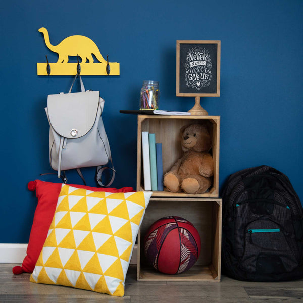 Yellow Dinosaur Hanging Hooks Wall Decor