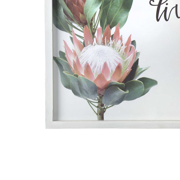 Pink Printed Flowers with Distressed White Frame