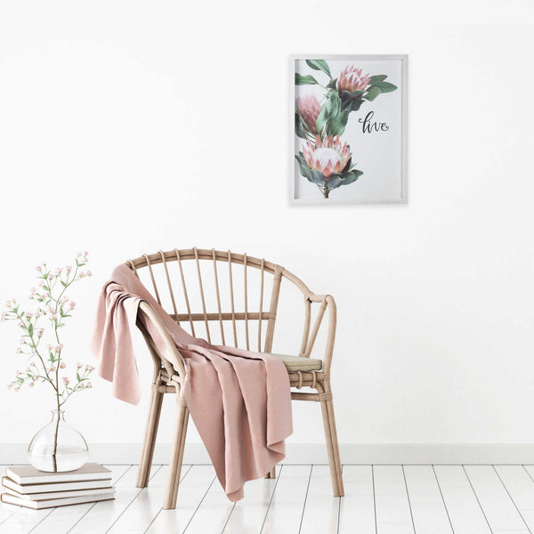 Pink Printed Flowers with Distressed White Frame