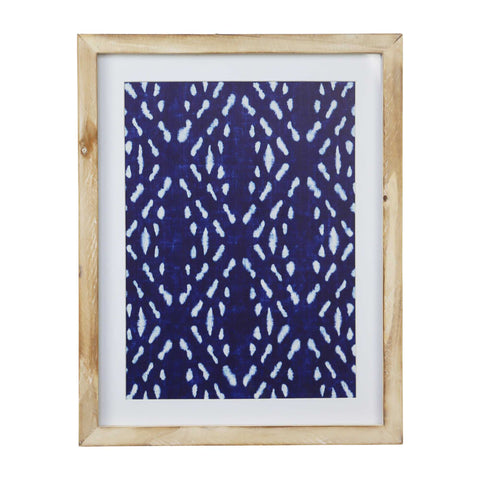 Indigo and White Print Design Framed Wall Art