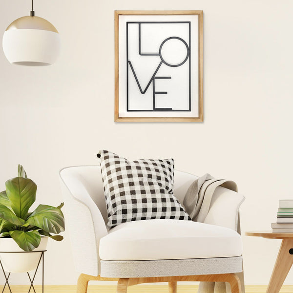 Metal LOVE on White Framed Wall Art