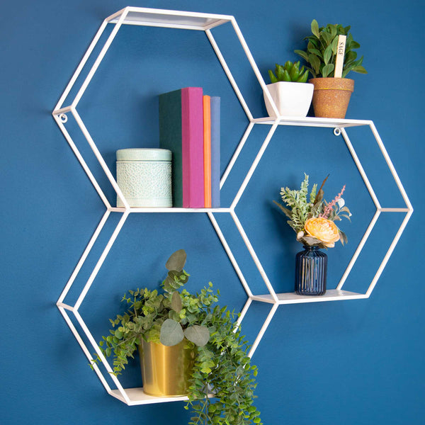 Hexagonal Metal Shelf with D-Ring