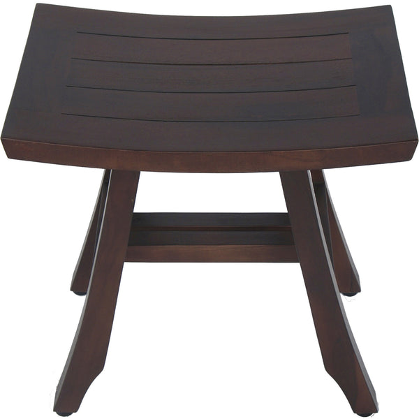 Compact Curvilinear Teak Shower Outdoor Bench in Brown Finish