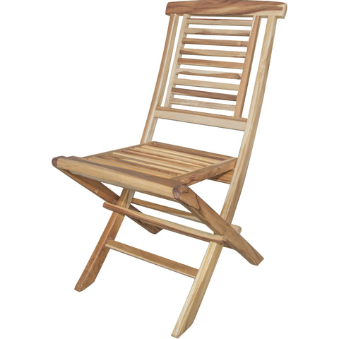 Compact Teak Folding Chair wStraight Design in Natural Finish