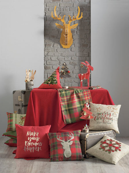 120" Merry Christmas Rectangle Tablecloth in Red