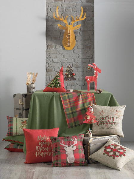 120" Merry Christmas Rectangle Tablecloth in Green