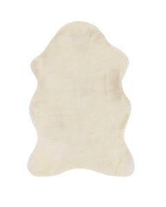 2' x 3' Ivory Faux Rabbit Fur Area Rug