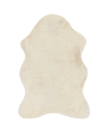 2' x 3' Ivory Faux Rabbit Fur Area Rug