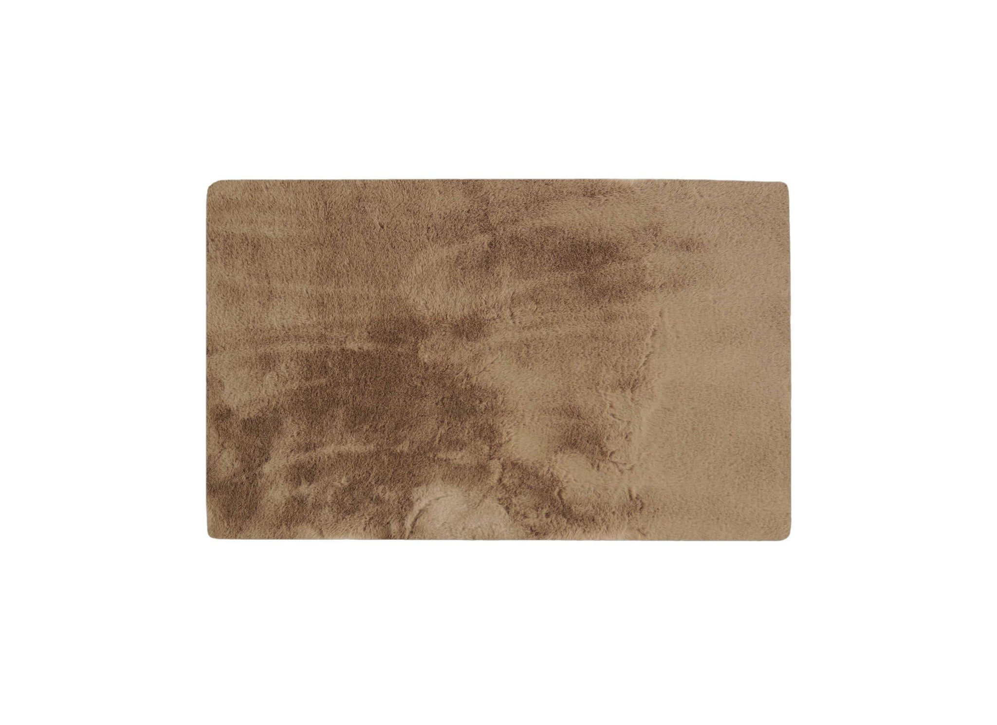 Luxe Faux Rabbit Fur Rectangular Rug 3' x 5' - Taupe