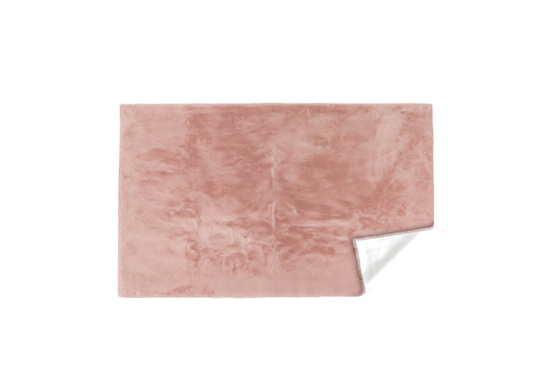 Luxe Faux Rabbit Fur Rectangular Rug 3' x 5' - Blush Pink