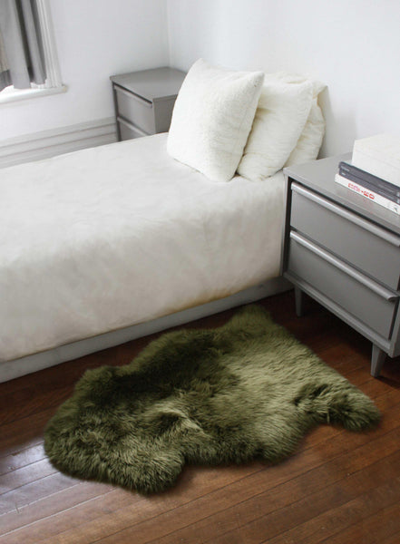 2' x 3' Khaki Green New Zealand Natural Sheepskin Rug