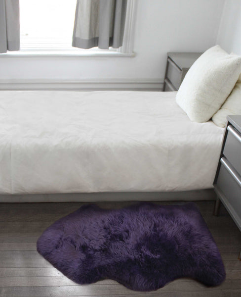 2' x 3' Purple New Zealand Natural Sheepskin Rug