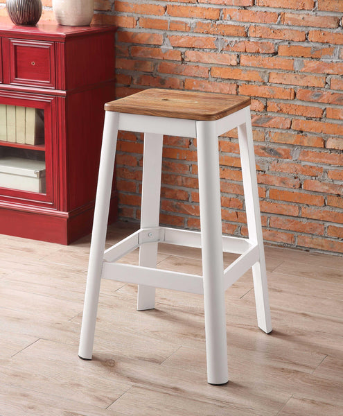 Contrast White and Natural Wood Bar Stool