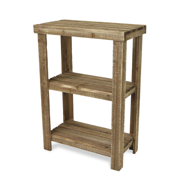 Rustic Natural Wood Finish 2 Shelf Side Table