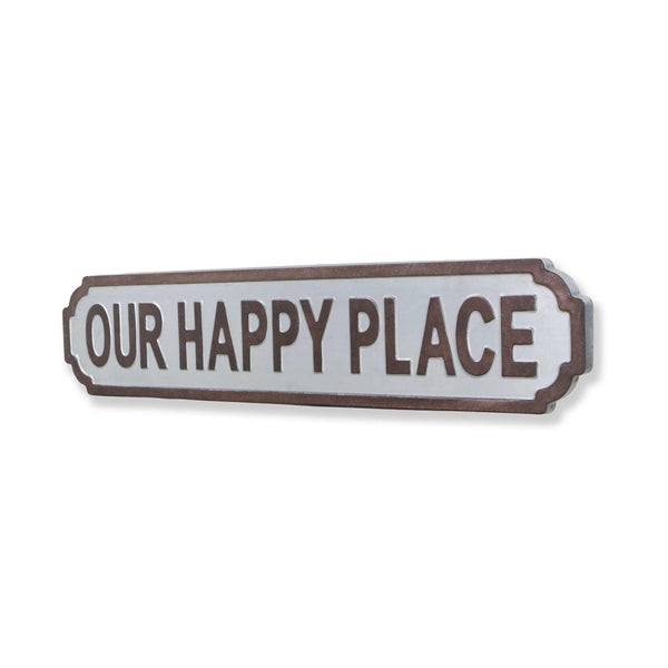 Gray Metal Wall Mounted Sign Our Happy Place