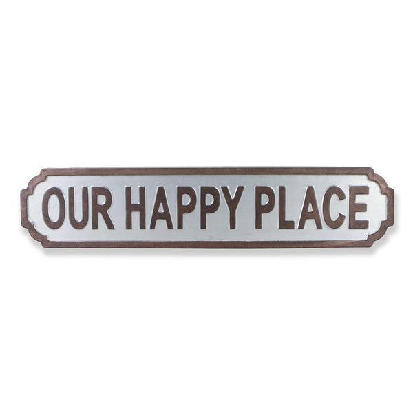 Gray Metal Wall Mounted Sign Our Happy Place