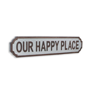 Gray Metal Wall Mounted Sign Our Happy Place