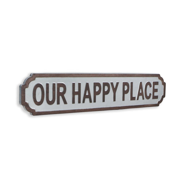 Gray Metal Wall Mounted Sign Our Happy Place