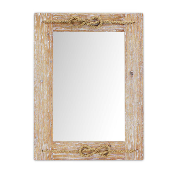 Brown Wood Finished Frame with Nautical Rope Accent Wall Mirror