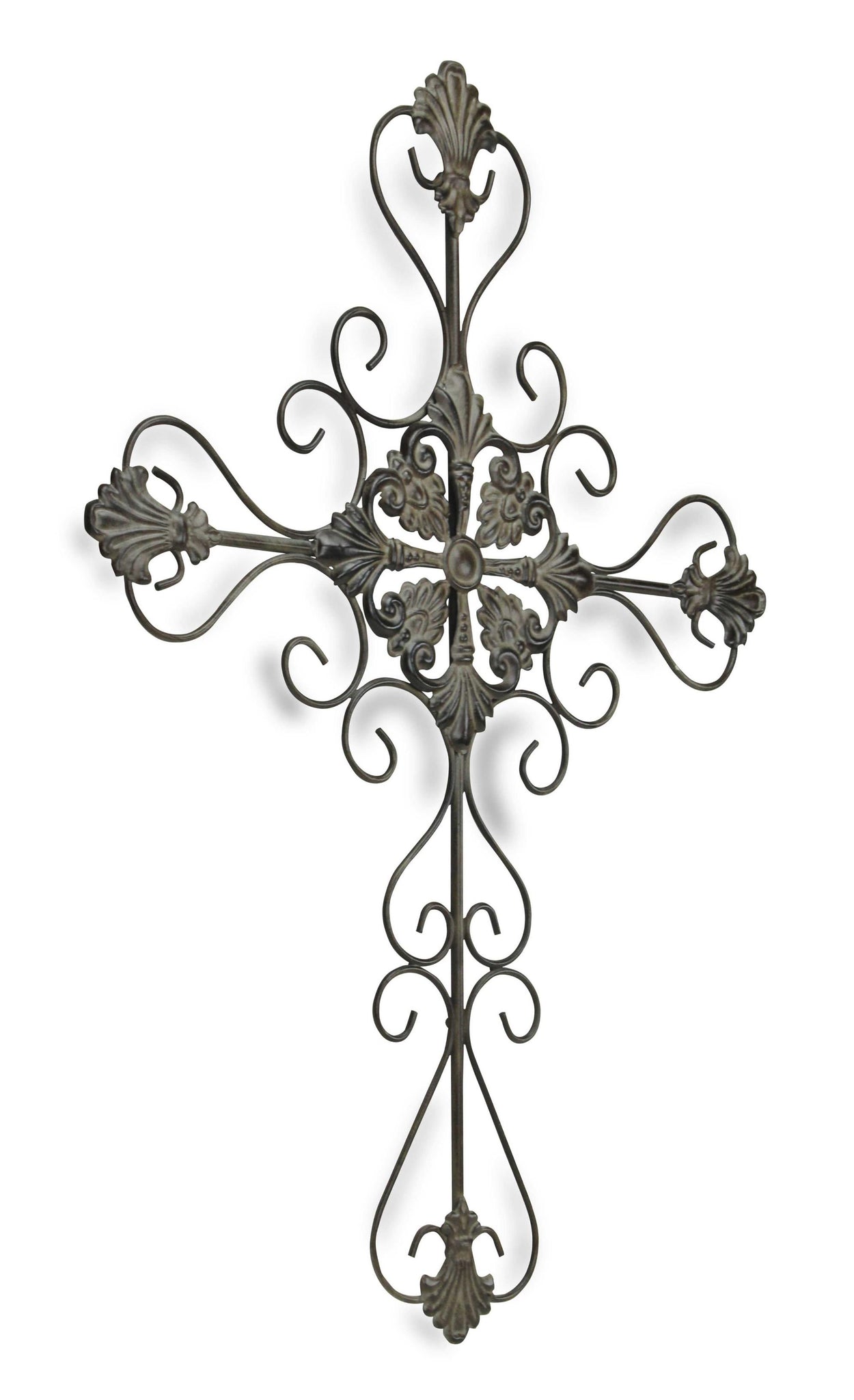 Gray Metal Scroll Design Gray Hanging Cross Wall Decor