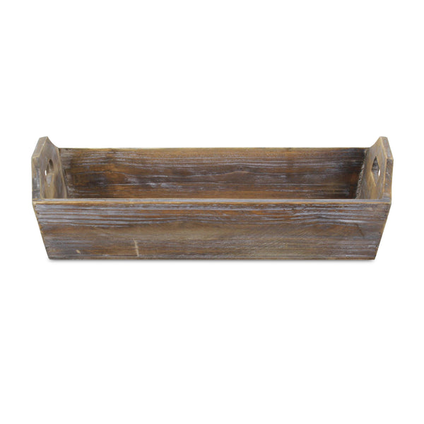 Dark Brown Finish Wood Serving Tray with Handles