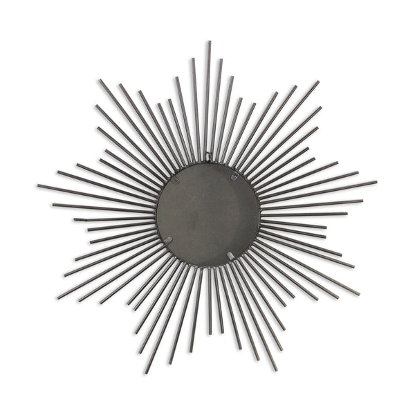 Striking Silver Metal Sunburst Design Wall Mirror