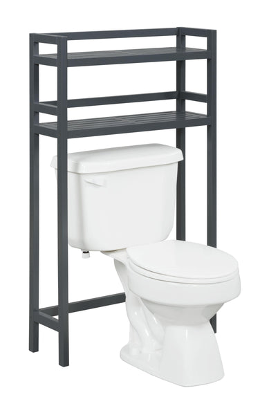 48" Graphite Finish 2 Tier Solid Wood Over Toilet Organizer